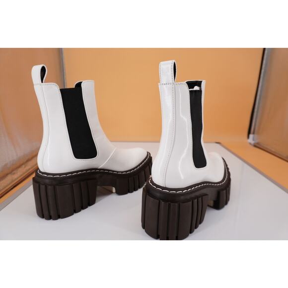Stella McCartney Emilie Lug Wood Platform Chelsea Boot SZ 35 New White - Picture 11 of 11